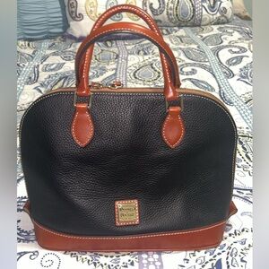 SOLD Dooney & Bourke Pebble Grain Zip Zip Satchel in Black Pebbled Leather